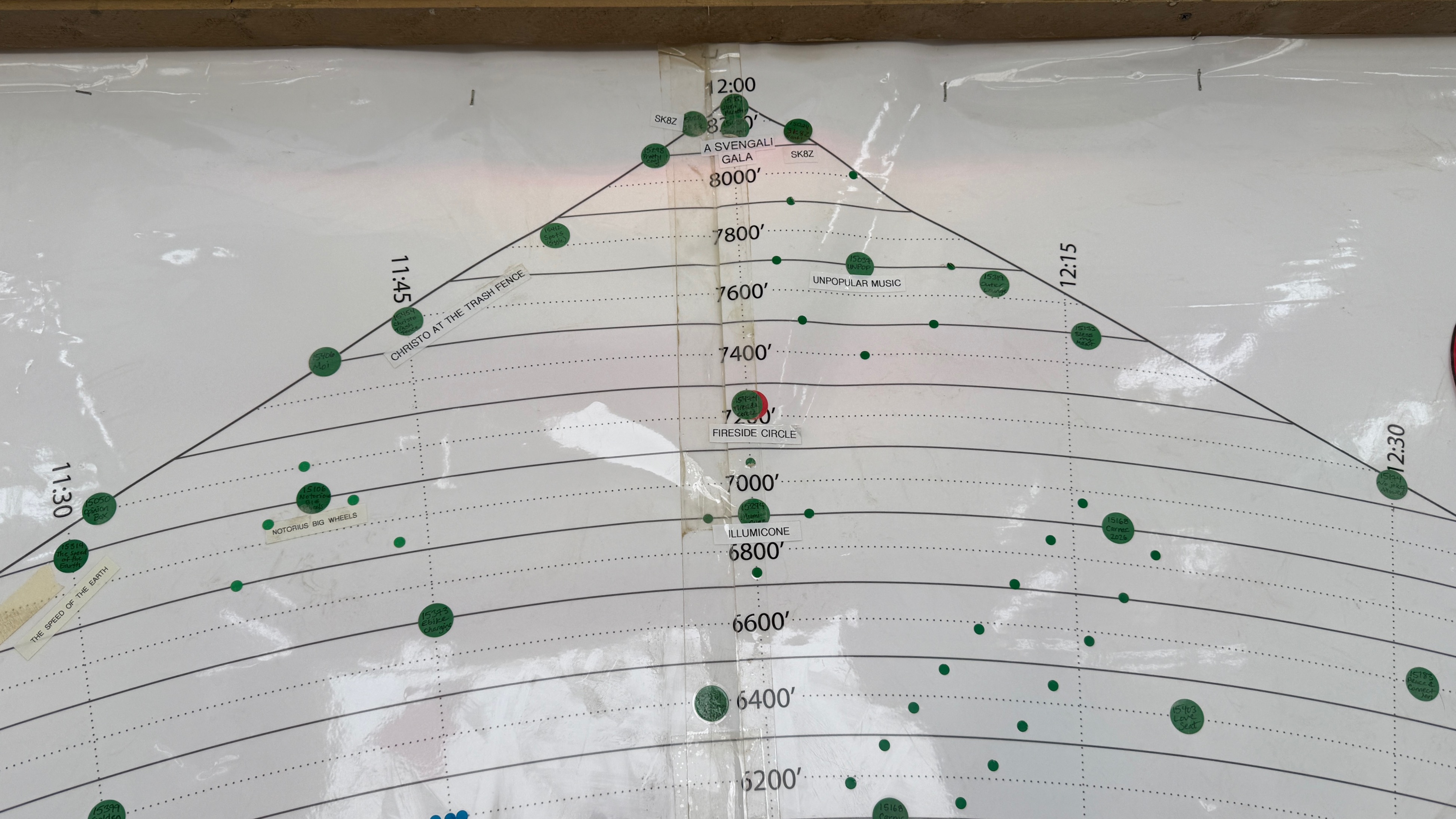 a printed map indicating the location of UNPOPULAR MUSIC positioned on a curved line marked 7700 feet